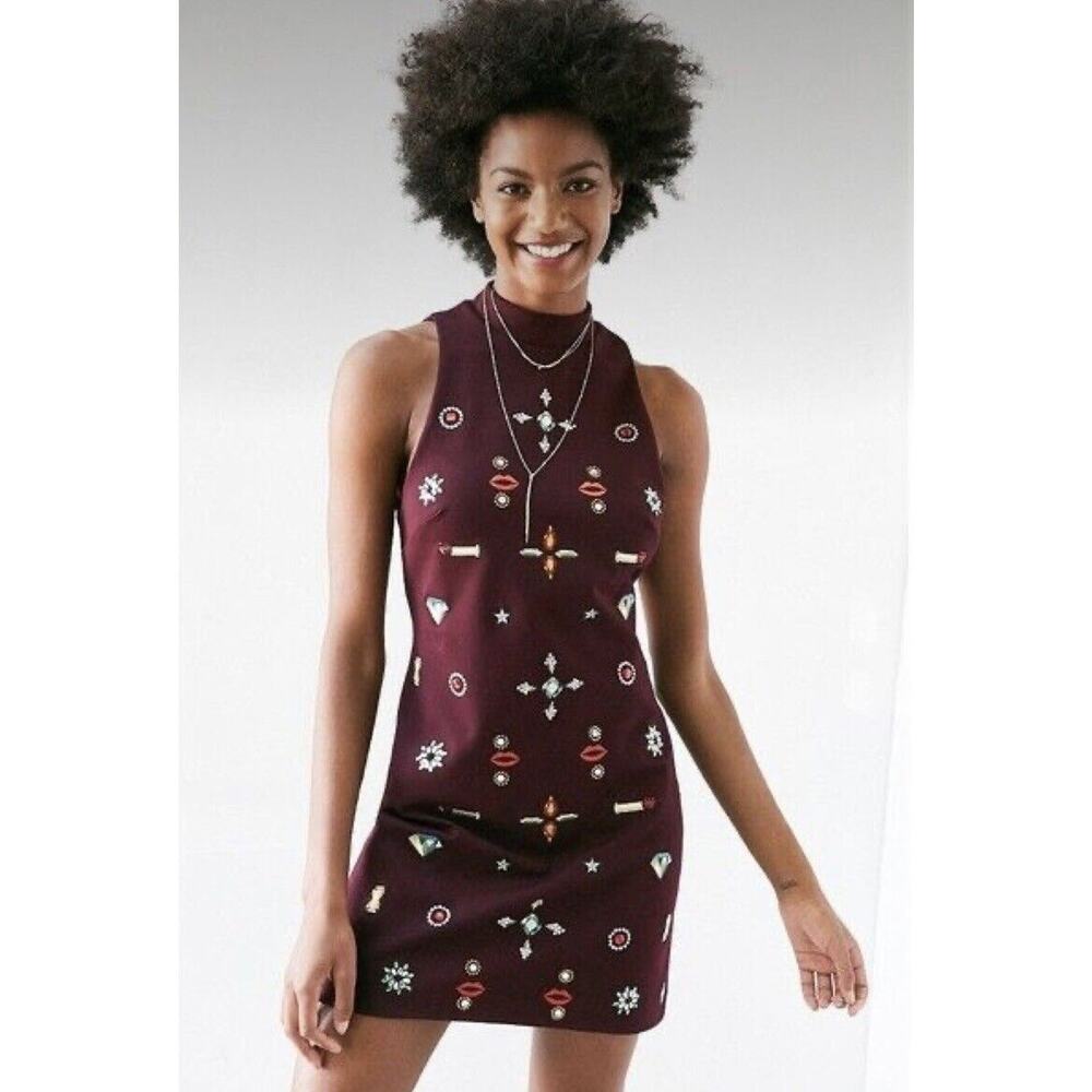 UO Ecote Gemmie Bejeweled Dress Sz S